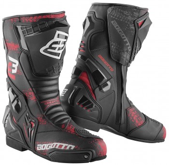 Bogotto Assen Evo Motorradstiefel (Black/Red,40) 